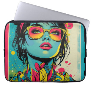 Neon Pop Diva Portrait - Bold & Vibranno Retro Art Laptopschutzhülle