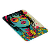Neon Pop Diva Portrait - Bold & Vibranno Retro Art Magnet (Rechte Seite)
