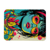 Neon Pop Diva Portrait - Bold & Vibranno Retro Art Magnet (Horizontal)