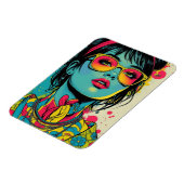 Neon Pop Diva Portrait - Bold & Vibranno Retro Art Magnet (Linke Seite)