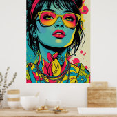 Neon Pop Diva Portrait - Bold & Vibranno Retro Art Poster (Küche)