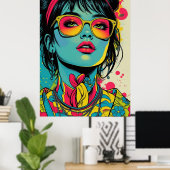 Neon Pop Diva Portrait - Bold & Vibranno Retro Art Poster (Heimbüro)
