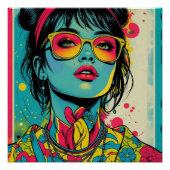 Neon Pop Diva Portrait - Bold & Vibranno Retro Art Poster (Vorderseite)