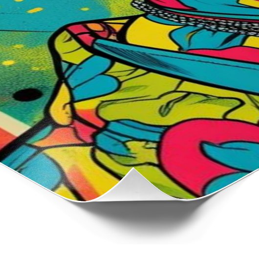 Neon Pop Diva Portrait - Bold & Vibranno Retro Art Poster (Ecke)