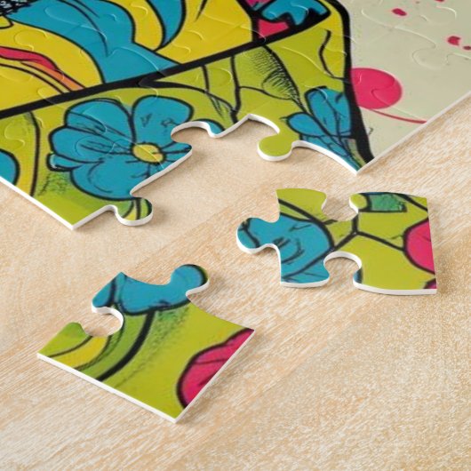 Neon Pop Diva Portrait - Bold & Vibranno Retro Art Puzzle (Seite)