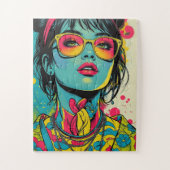 Neon Pop Diva Portrait - Bold & Vibranno Retro Art Puzzle (Vertikal)