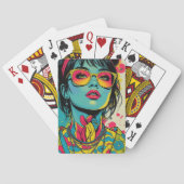 Neon Pop Diva Portrait - Bold & Vibranno Retro Art Spielkarten (Rückseite)
