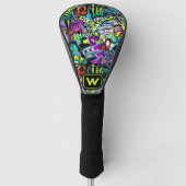 Neon Pop Music Graffiti Street Art Mit Monogramm Golf Headcover (Vorderseite)
