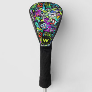 Neon-Pop-Musik-Graffiti-Straßenkunst-Monogramm Golf Headcover
