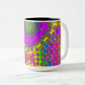 Neon Pop Paper Psychedelic Zweifarbige Tasse (VorderseiteRechts)