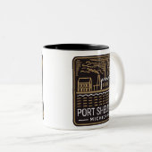 Neon Port Sheldon Michigan Zweifarbige Tasse (VorderseiteRechts)