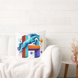 Neon Power Horse Jump Over H Letter Kissen