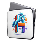 Neon Power Horse Jump Over H Letter Laptopschutzhülle (Vorderseite Links)