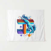 Neon Power Horse Jump Over H Letter Wandteppich (Vorderseite (Horizontal))