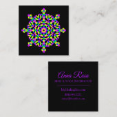 *~* Neon Powerful Mandala Healing Arts Quadratische Visitenkarte (Vorne/Hinten)