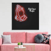 Neon Praying Hands personalisieren oder anpassen Leinwanddruck (Insitu (Wohnzimmer))