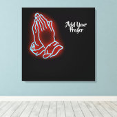 Neon Praying Hands personalisieren oder anpassen Leinwanddruck (Insitu (Holzboden))