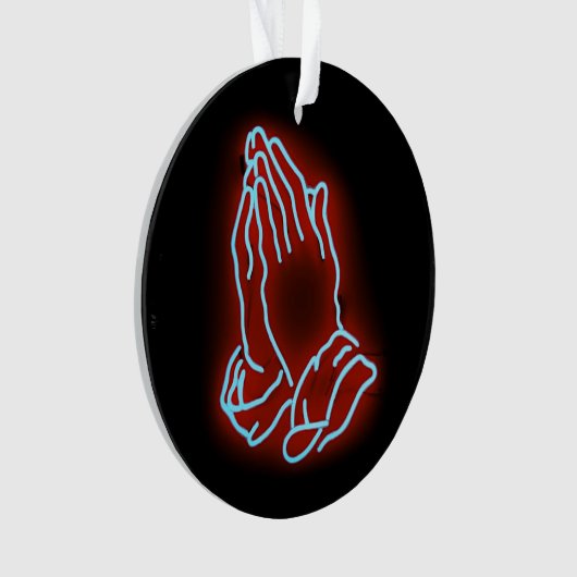 Neon Praying Hands personalisieren oder anpassen Ornament (Vorderseite)