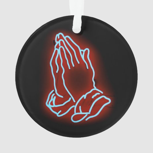 Neon Praying Hands personalisieren oder anpassen Ornament (Rückseite)