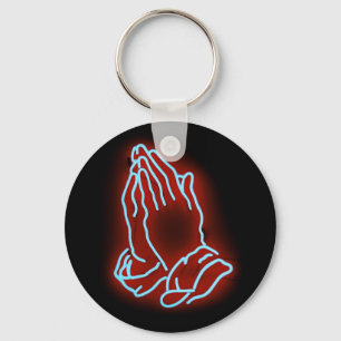 Neon Praying Hands personalisieren oder anpassen Schlüsselanhänger