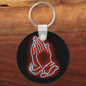 Neon Praying Hands personalisieren oder anpassen Schlüsselanhänger (Vorderseite)
