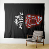 Neon Praying Hands personalisieren oder anpassen Wandteppich (Beispiel (Horizontal))