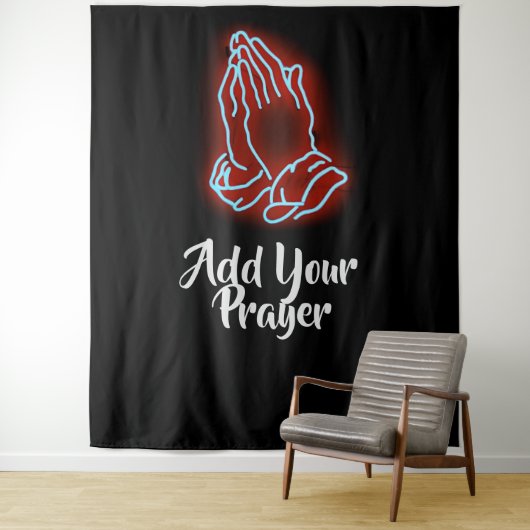 Neon Praying Hands personalisieren oder anpassen Wandteppich (Beispiel)