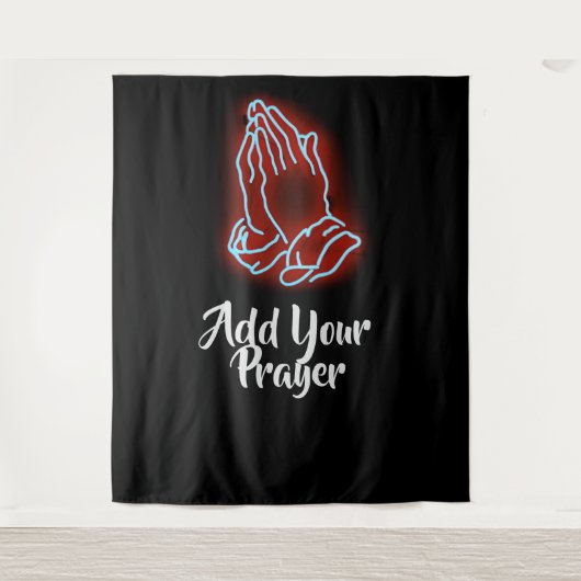 Neon Praying Hands personalisieren oder anpassen Wandteppich (Vorderseite)