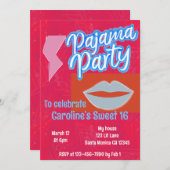 Neon Preppy Pajama Party Geburtstag Einladung (Vorne/Hinten)