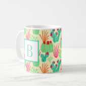 Neon Prickly Pear Ocotillo Cactus Desert Initial Kaffeetasse (Vorderseite Links)