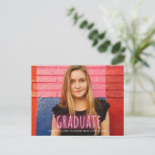 Neon Print Graduate Foto Announcement Magnet Postkarte (Stehend Vorderseite)