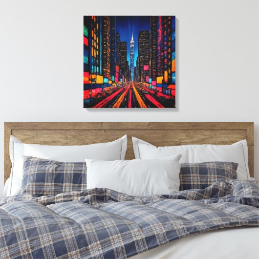 Neon Prism Metropolis Leinwanddruck (Insitu (Schlafzimmer))