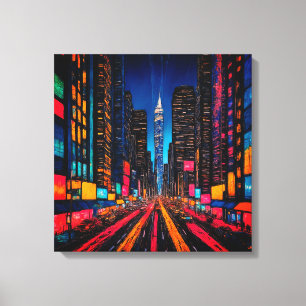 Neon-Prismen-Metropole Leinwanddruck