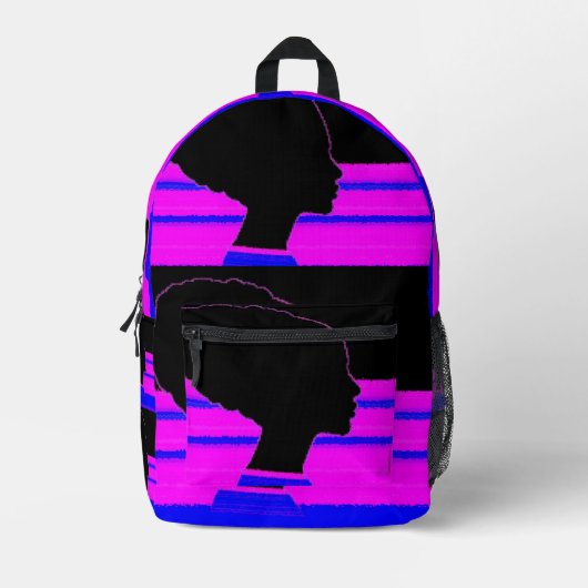 Neon Profile – Striped Art Backpack Bedruckter Rucksack (Vorderseite)