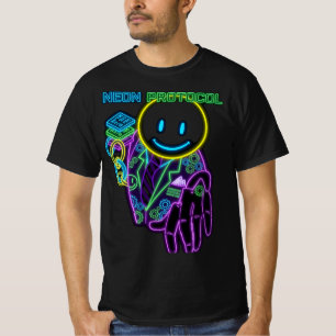 Neon-Protokoll: Digital Cyber-Lächeln T-Shirt