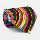 Neon Psychedelic Abstrakt Wavy Electric Art Krawatte (Gerollt)