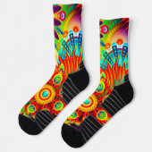 Neon Psychedelic Abstraktes Cooles Niedliches Frak Socken (Links)