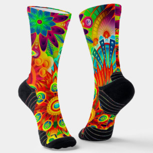 Neon Psychedelic Abstraktes Cooles Niedliches Frak Socken
