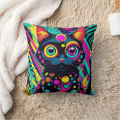 ✨ Neon Psychedelic Cat – Pop Art Design 🎨🐱 Kissen (Decke)