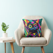 ✨ Neon Psychedelic Cat – Pop Art Design 🎨🐱 Kissen (Stuhl )
