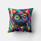 ✨ Neon Psychedelic Cat – Pop Art Design 🎨🐱 Kissen (Rückseite)