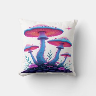 Neon Psychedelic Glow: Mystische Pilze Kissen