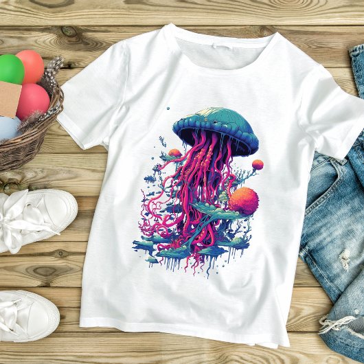 Neon Psychedelic Jellyfish: Vibrannt Aquatic Rhaps T-Shirt
