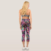 Neon Psychedelic Luxury Lounge Art Capri Leggings (Rückseite)