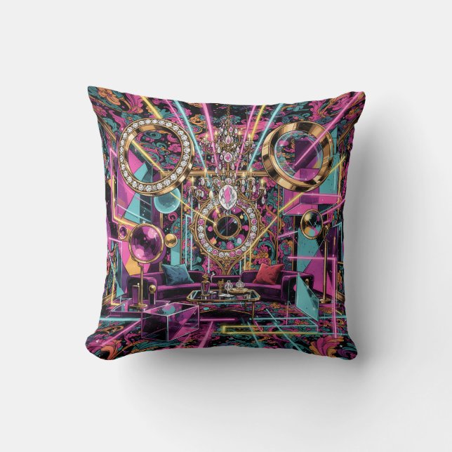 Neon Psychedelic Luxury Lounge Art Kissen (Vorderseite)