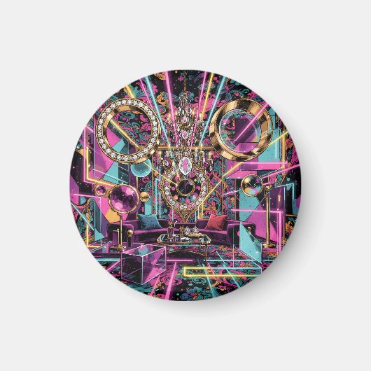 Neon Psychedelic Luxury Lounge Art Magnet (Vorne)