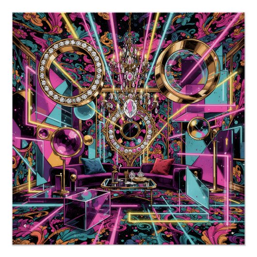 Neon Psychedelic Luxury Lounge Art Poster (Vorderseite)