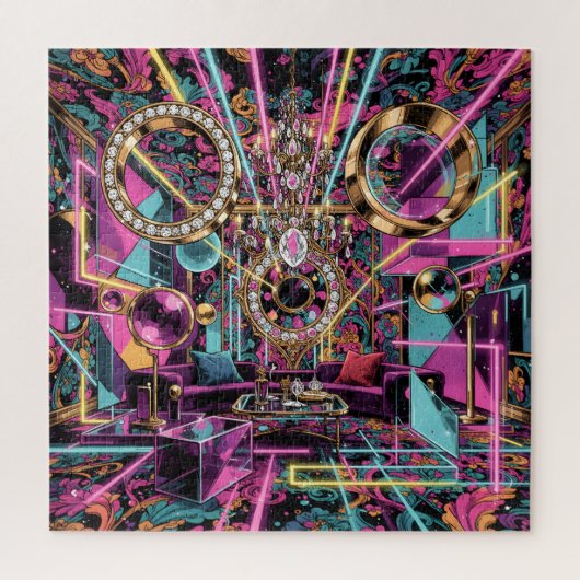Neon Psychedelic Luxury Lounge Art Puzzle (Vertikal)