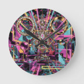 Neon Psychedelic Luxury Lounge Art Runde Wanduhr (Vorderseite)