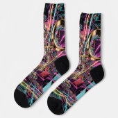 Neon Psychedelic Luxury Lounge Art Socken (Linkes Detail)